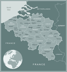 Belgium - detailed map with administrative divisions country. Vector illustration