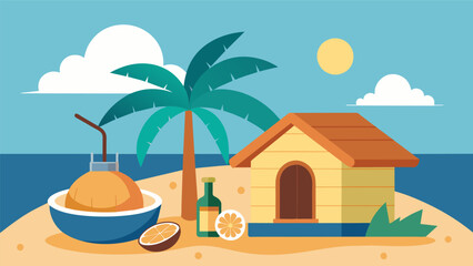 Obraz premium The steamy sauna became a tropical getaway with the addition of coconut and mango essential oils transporting the mind to a sunny beach..