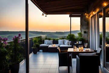 Fototapeta premium evening on terrace