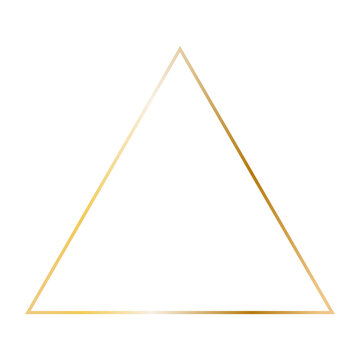 Golden triangle frame. Vector outline thin aesthetic geometric shine border for invitations design