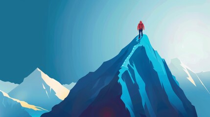 Goal to success for level up with pathway line or step route to mountain peak. human performance limit concepts. growth mindset and motivation