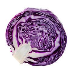 Obraz premium slice red cabbage vegetable isolated on transparent background Generative Ai.