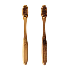 Wooden Toothbrushes isolated on transparent background Generative Ai.