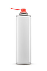 Lubricant aerosol can with red straw isolated. Blank and clean ready for your design. Transparent PNG image.
