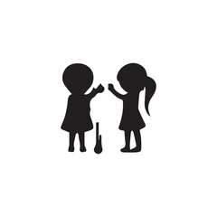 Girl and boy icon on white background. vector illustration