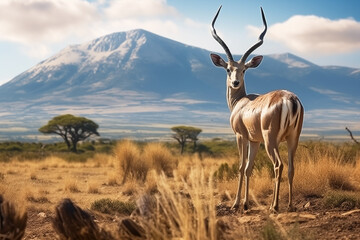 Antelope impala in nature. Antelop animal portrait - obrazy, fototapety, plakaty