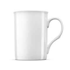 White blank porcelain tea or coffee cup with space for branding isolated. Transparent PNG image.
