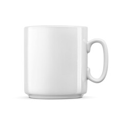 White blank porcelain cup with copy space for design isolated. Transparent PNG image.