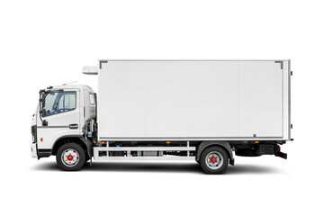 White small clean delivery truck ready for your design isolated. Transparent PNG image. © Kuzmick