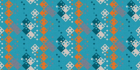 Simple glitch geometric seamless abstract banner with playful woven summer color. Bright whimsical gender neutral border bold irregular shape textile cotton effect edging.