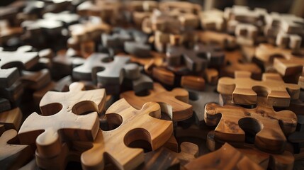 A wooden puzzle with large, easy-to-grasp pieces, waiting to be solved