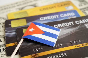 Cuba flag on credit card, finance economy trading shopping online business.