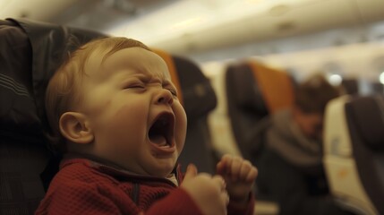 baby crying in the crowded plane 