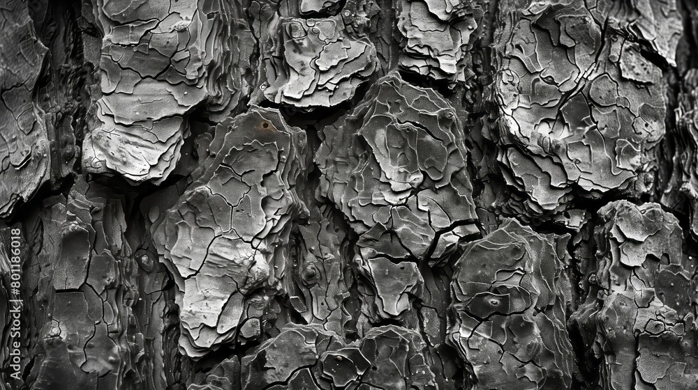 Poster detailed macro shot of tree bark patterns from an ancient woodland its monochrome composition offeri