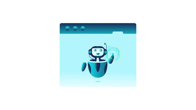 Browser Based Chatbot Agent animated video, Web chat Simulator talking footage, chatterbot sending auto responder email clip, virtual assistants interaction and touch animation