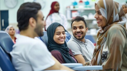 Diverse Group of Middle Eastern Students Engaged in Classroom Discussion