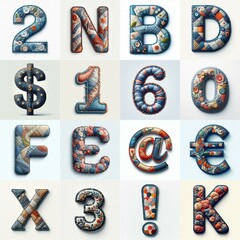 Naklejka premium Fabric patches lettering. AI generated illustration