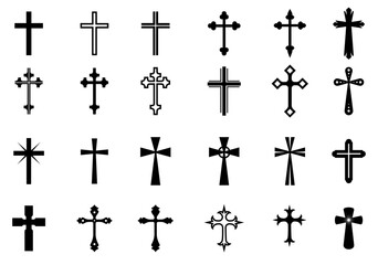 A wide variety of standard icon collections of crosses - obrazy, fototapety, plakaty