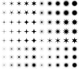 A wide variety of standard vector icon collections of stars and sparkles