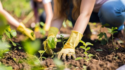 World Environment Day reforestation efforts with volunteers planting saplings 