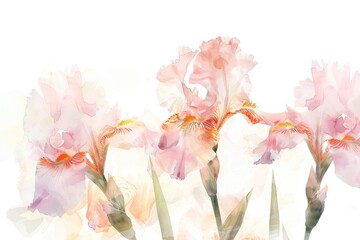 Botanical watercolor illustration. Royal irises,  on a white background.