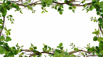 Frame of branches and leaves, creeper, nature, border, decoration, design, white background box (1)