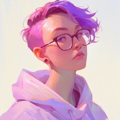 Avatar of Androgynous Non-Binary Queer Character - obrazy, fototapety, plakaty
