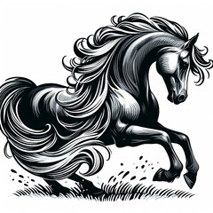 Illustration Arabian stallion - obrazy, fototapety, plakaty