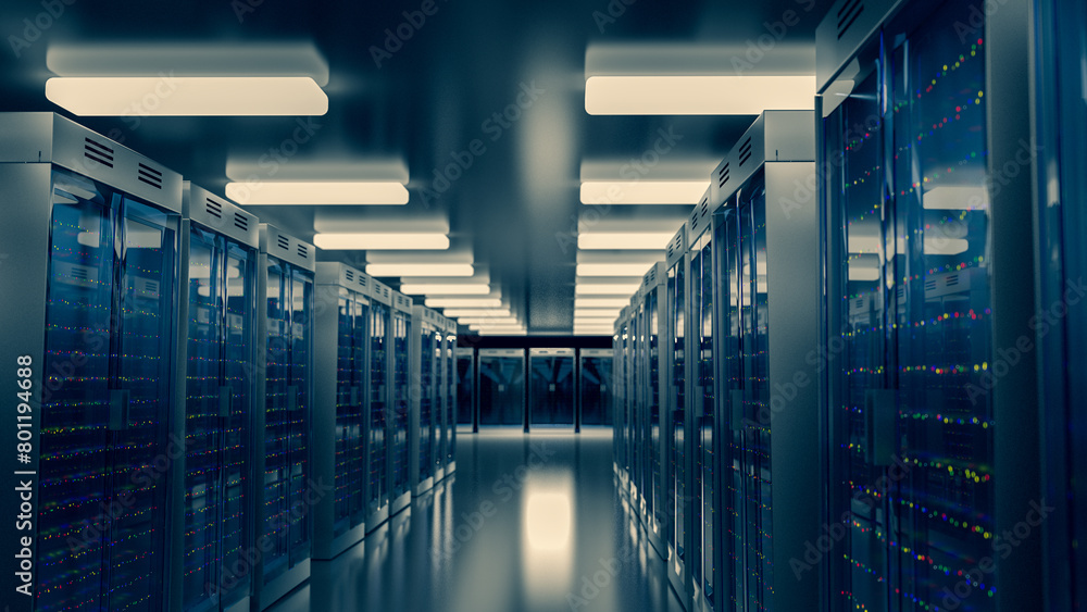 Aufkleber server room. server data center. backup, mining, hosting, mainframe, farm and computer rack with sto