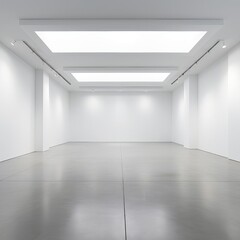Fototapeta premium An empty white room with a concrete floor.