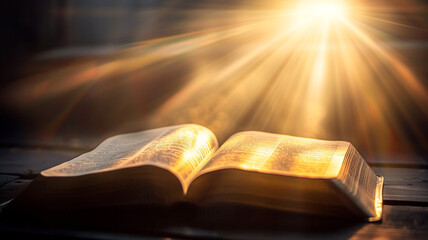 open book with the light of sunlight