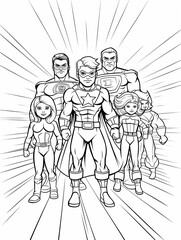 Obraz premium superhero poses, Coloring Comic Style, kids friendly