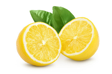 Ripe lemon half isolated on white background with full depth of field.