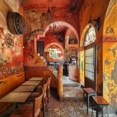 Mexican cantina cafe interior