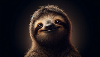 Fototapeta premium a content and cozy sloth in a portrait style