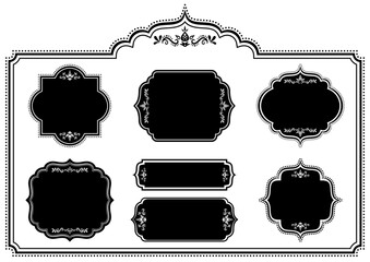 アジア風の飾りフレームセット。ベクターデータ。