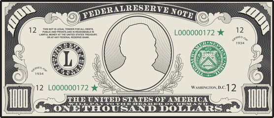 1000 dollar money vector illustration isolated