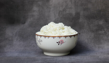 white rice in a white bowl