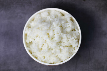 white rice in a white bowl
