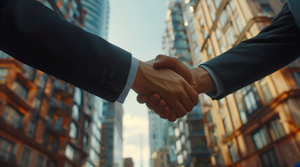 Business people shaking hands to agree on business