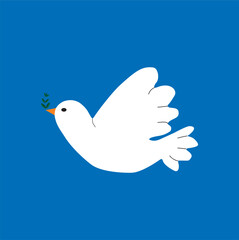 Icono de una paloma blanca llevando en el pico una ramita. vector