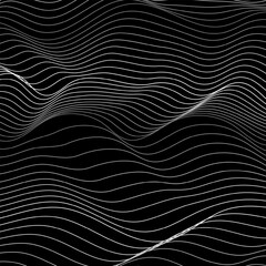 Wave Black And White Lines Pattern Abstract Background. Technology. Art Wallpaper. Vector