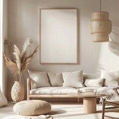 a framed painting mockup hanging on a wall