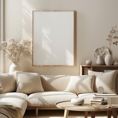 a framed painting mockup hanging on a wall