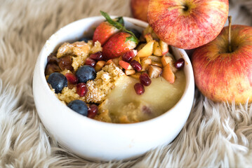 Wholesome Breakfast Bowl with Fruits and Crumble