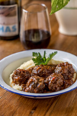 meat meatballs with puree ready to eat 