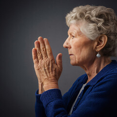 Old woman Praying - obrazy, fototapety, plakaty