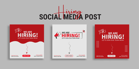 We are hiring job vacancy social media post or square web banner template vector design	