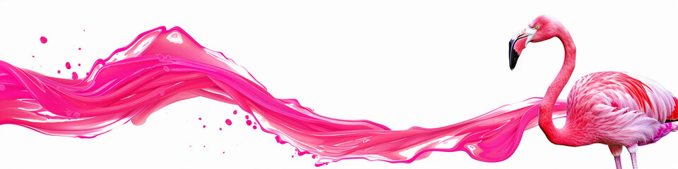 Flamingo pink wave flow, bright and playful flamingo pink wave isolated on white.