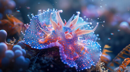 Naklejka premium Nudibranch on a coral reef